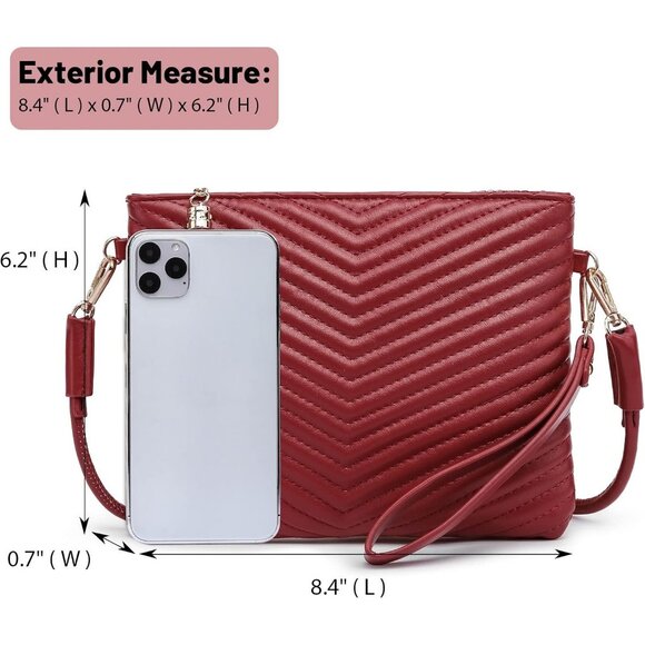 womens small crossbody strap handbag bag Dark Red - Picture 3 of 7